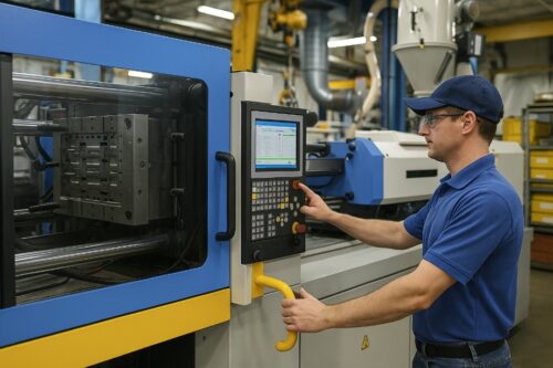 Worker at Plastic Injection Molding facility 
